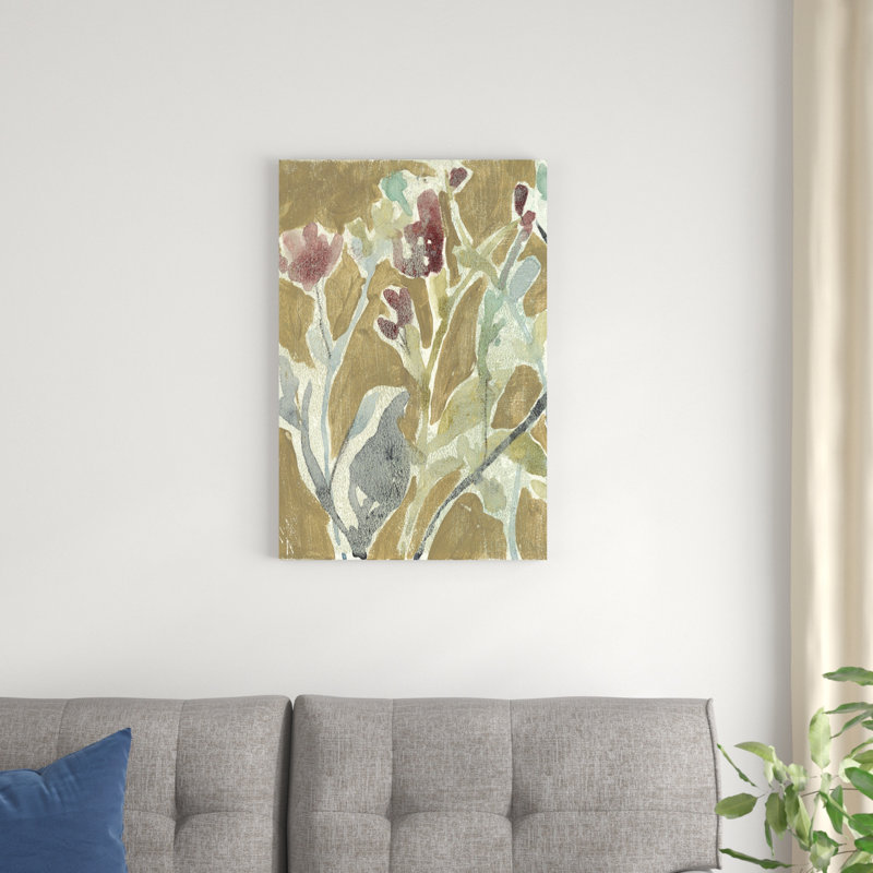 Fleurs sur ocre I, H 30 po x l 20 po x P 1,25 po