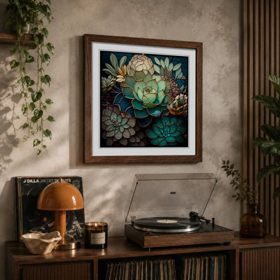 Succulent Stained Glass Effect - Framed Print