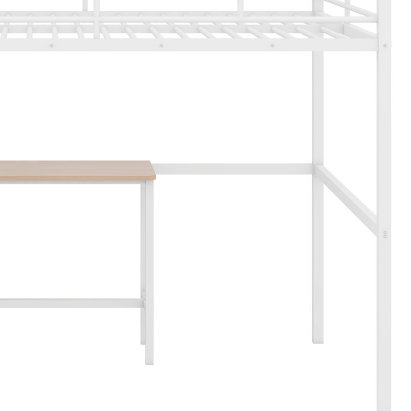Lit mezzanine en métal avec bureau, Blanc