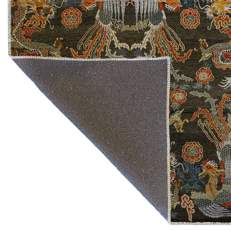 Multi-Colored Abstract Palace and Dragon Patterned Creative Modern Decorative Rug, Runner 3'3" x 9'10"