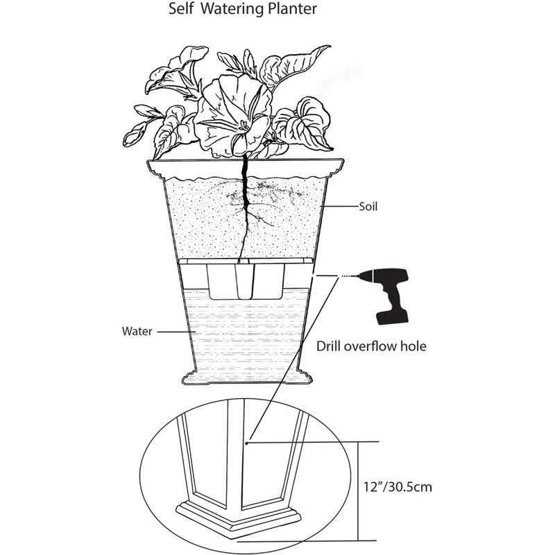 Casablanca Self-Watering Pedestal Planter, 24" Moroccan-Inspired Design