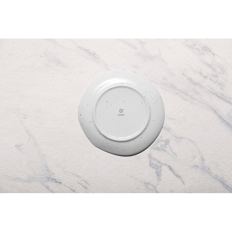 Assiette plate en porcelaine EARTH-LINEN DOTTS | Forme inégale | Va au micro-ondes et au lave-vaisselle, 8.26", Crème