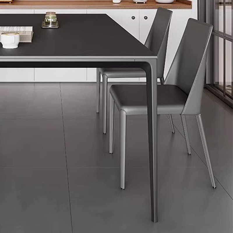 Table de dalle en pierre noire moderne et minimaliste, H 29,52 po x L 62,99 po x l 31,49 po