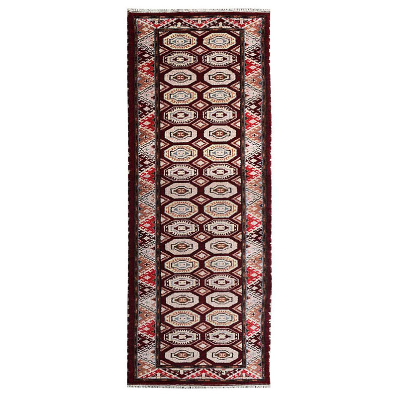 Tapis de couloir oriental multicolore en soie et laine noué à la main, Tapis de couloir 2 pi 6 po x 10 pi