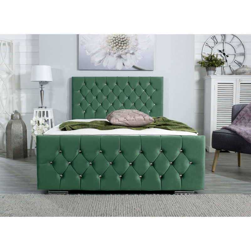 Chesser Upholstered Bed Frame, Small Double (4'), Green