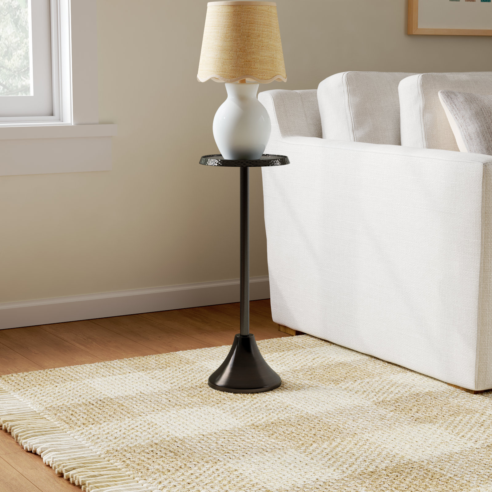 Deanna End Table, 23" H x 9" W x 9" D, Pewter Base/Pewter Top
