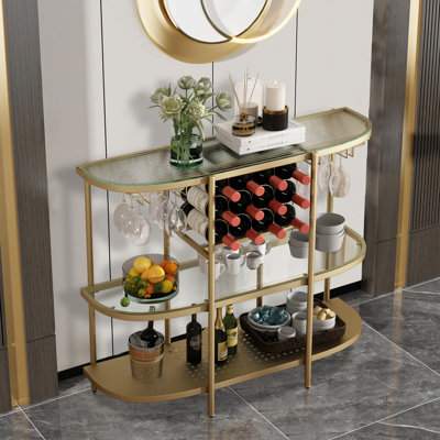 Tooleville 12 Bottle Floor Wine Bottle & Glass Rack