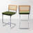 Crumley Upholstered 25.6" Velvet Counter Stool with Rattan Cane Back and Metal Frame-584333008