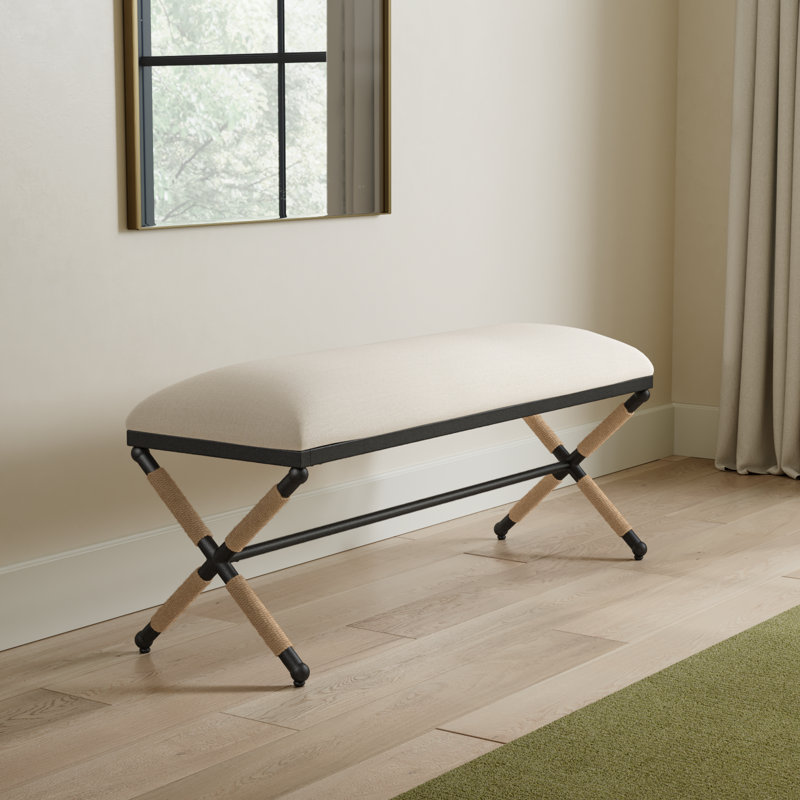 Bolivia Linen Upholstered Bench, Beige
