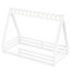 Lit simple - Lit inspiré avec tente blanche + rose et garde-corps pleine longueur, plancher de support en bois massif, garde-corps-990436985-990436987