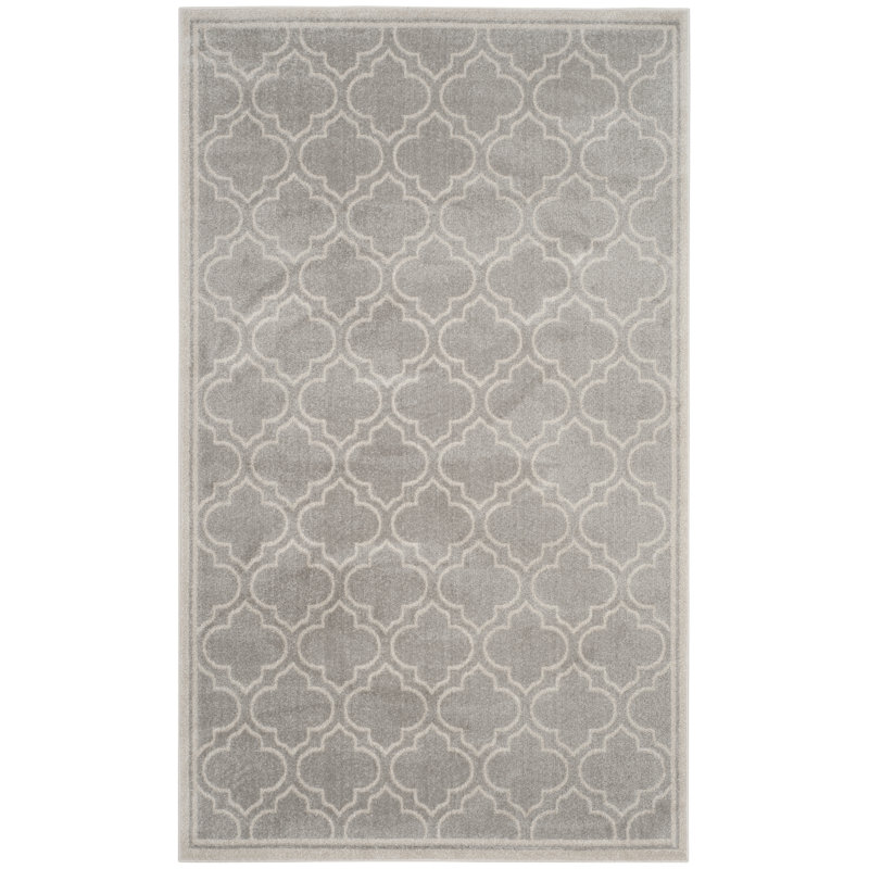 Ammundsen Geometric Light Gray/Ivory Area Rug, Rectangle 4' x 6'