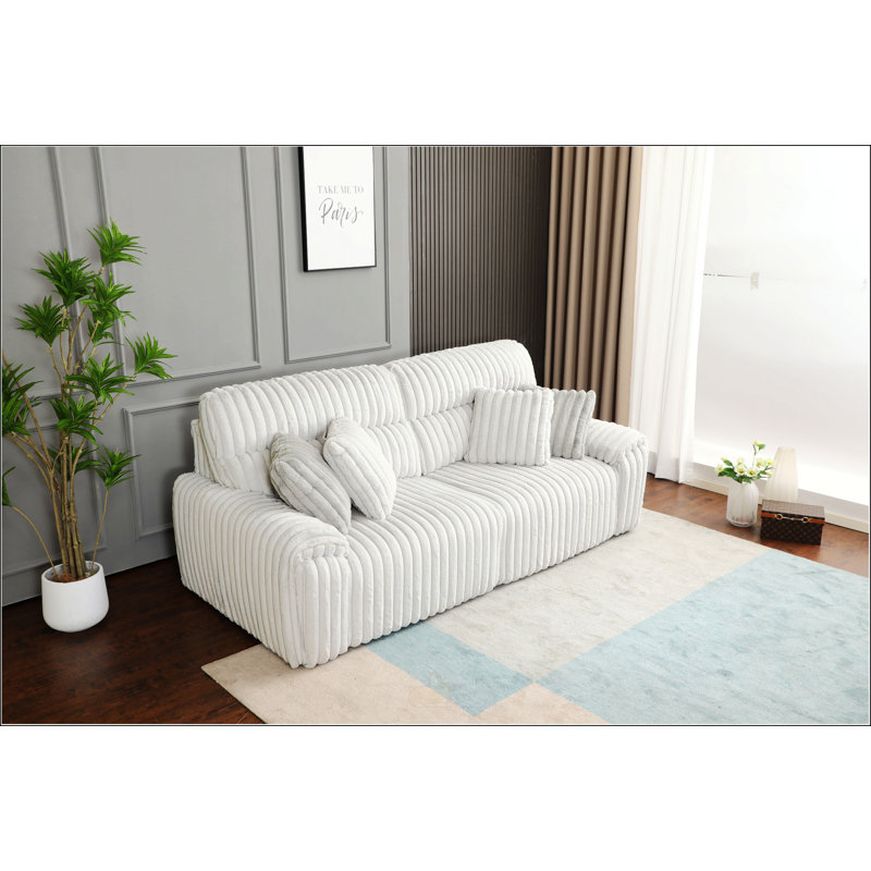 Canapé gris en velours côtelé Power Motion avec couchette et port USB