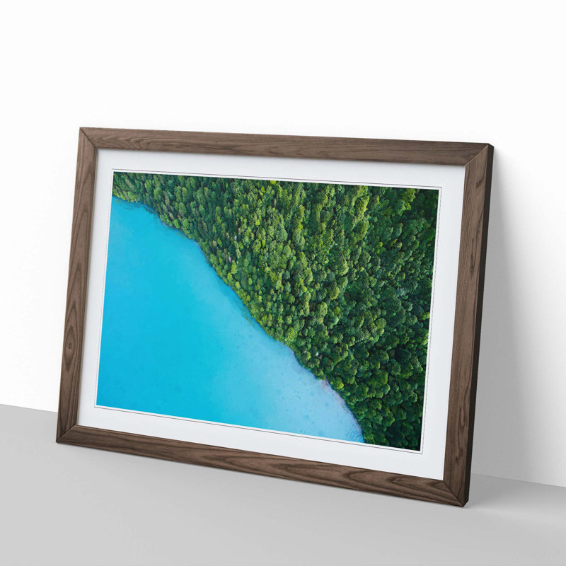 Lake Brienz in Switzerland - Picture Frame Graphic Art Print, 35cm H x 50cm W x 2cm D, Walnut