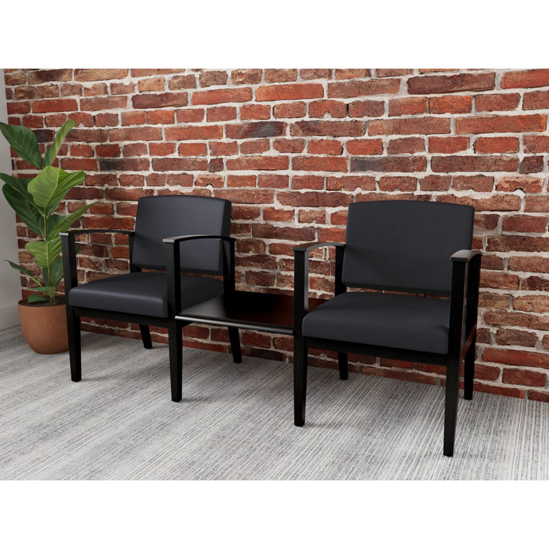 Structure en bois tandem 2 places avec table centrale Amherst, Noir, Noir Patriot Plus