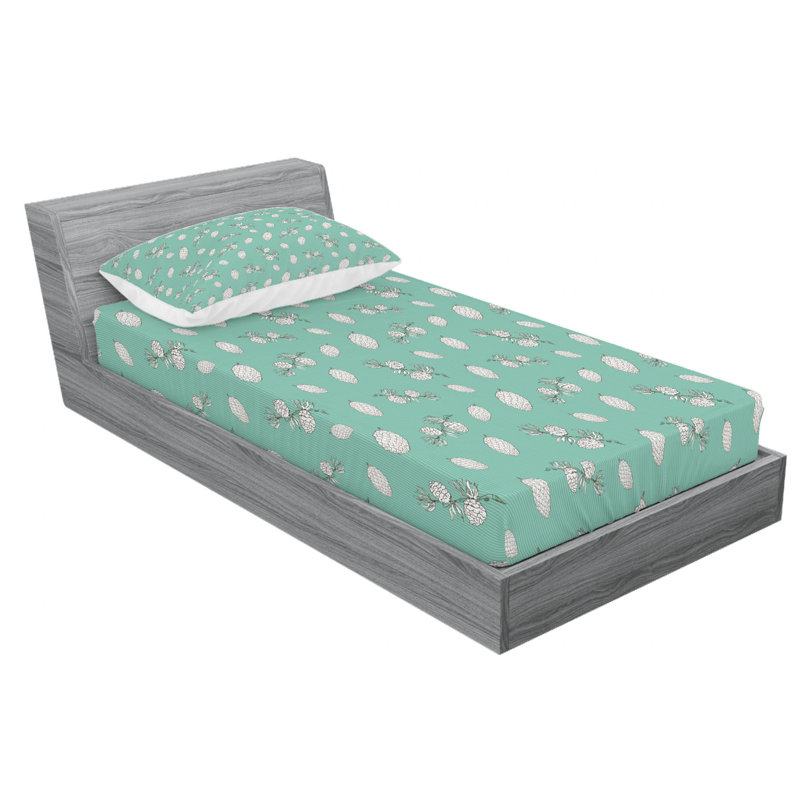 Microfiber Floral Fitted Sheet, Twin XL Fitted Sheet with 1 Pillowcase