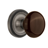 Rope Rosette with Brown Porcelain Door Knob