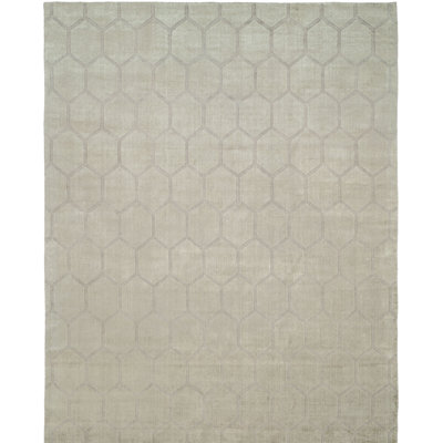 Hand Loomed Geometric Area Rug in Beige