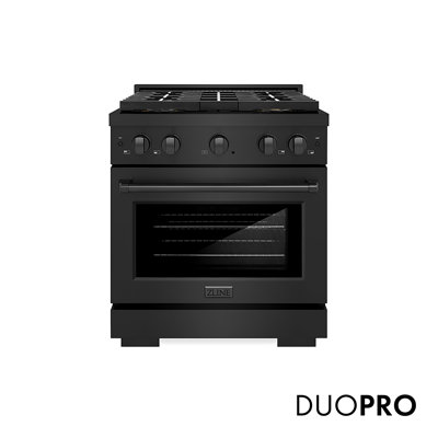 ZLINE 30 in. Paramount Gas Range with DuoPro Cooktop and Convection Oven in Black Stainless Steel
