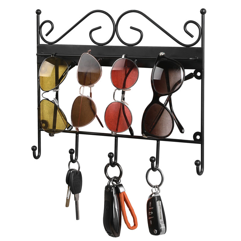 Metal Wall Organizer with Key Hooks