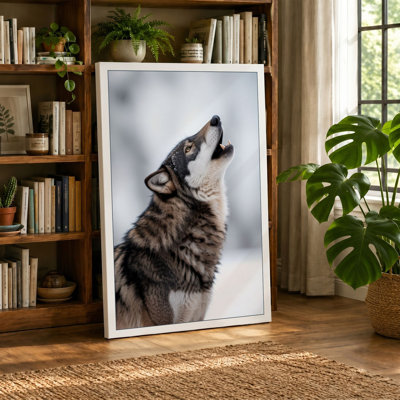 Wolf in Winter Modern - Wrapped Canvas