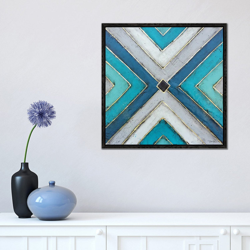 Geometric Common Ground by Britt Hallowell - 1 Piece Wall Art on Canvas, 45.72 cm H x 45.72 cm W, Black Floater Frame