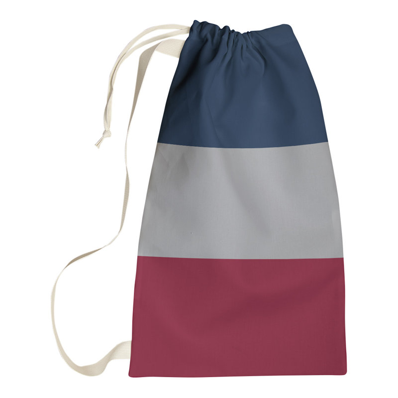 Fabric Laundry Bag with Handles, 29" H x 18" W x 1.5" D, Polar Night Blue/Silver/Red