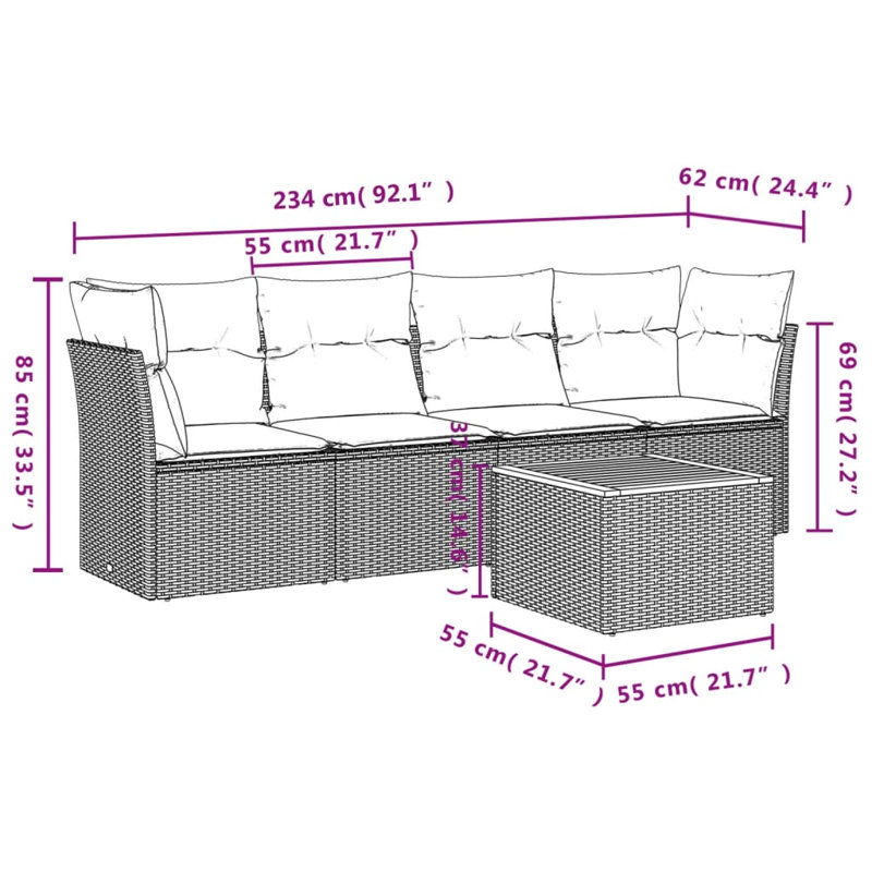 Ensemble de canapé de jardin Vidaxl gris, gris foncé, brun