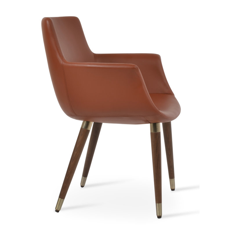 Chaise avec accoudoirs Bottega, Cannelle, Noyer / chrome