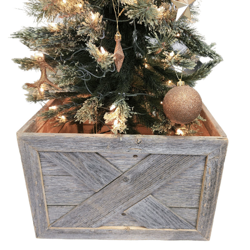 Arbre de Noël Rockin 'Wood Barnwood, H 11,5 po x l 17,5 po x P 17,5 po