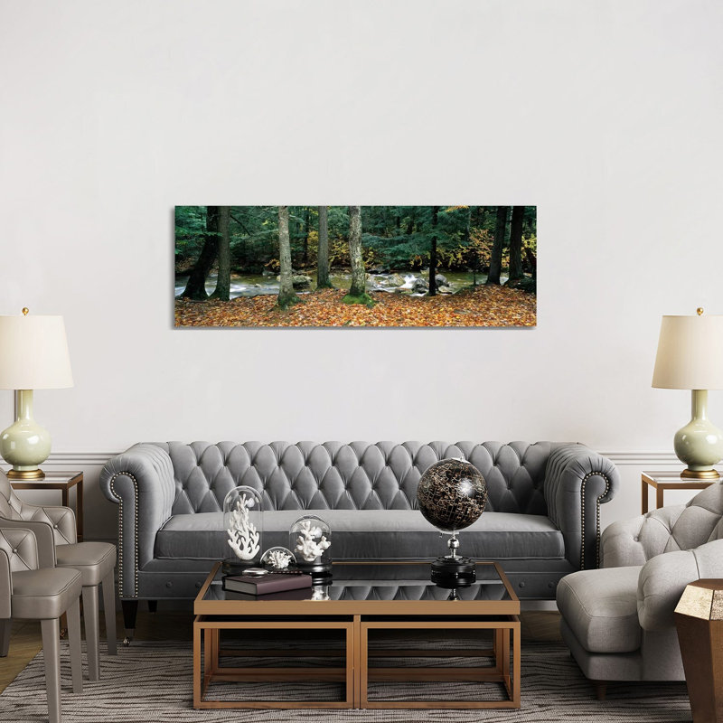 River Flowing Through A Forest, White Mountain National Forest, New Hampshire, USA - Wrapped Canvas Panoramic Print