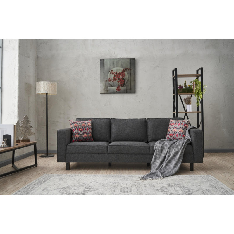 Canapé rembourré Breaanna, Mélange de polyester gris foncé