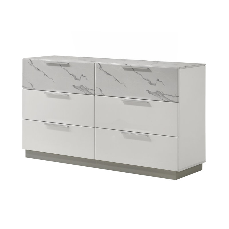 Commode 6 tiroirs Woodbridge - blanc