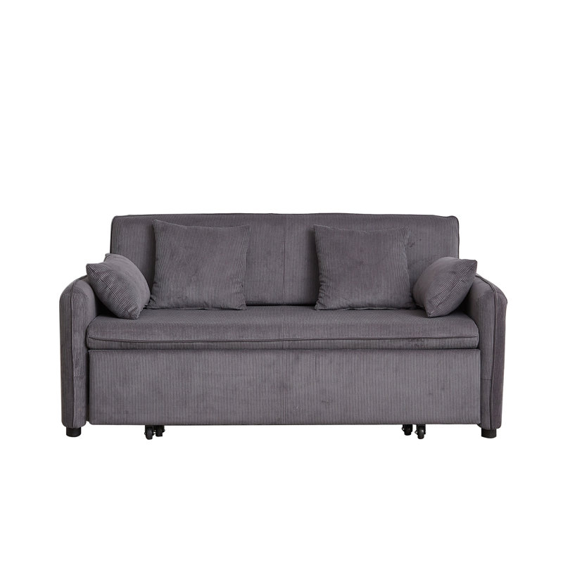 66'' Upholstered Sleeper Sofa, Gray