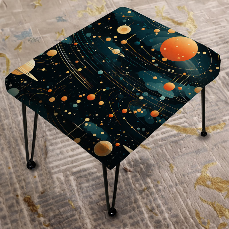 Taches de science-fiction orange et bleues - Repose-pieds rectangulaire abstrait