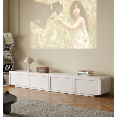 Crédence de rangement simple avec meuble télé rectangulaire blanc l 86,6 po Simple