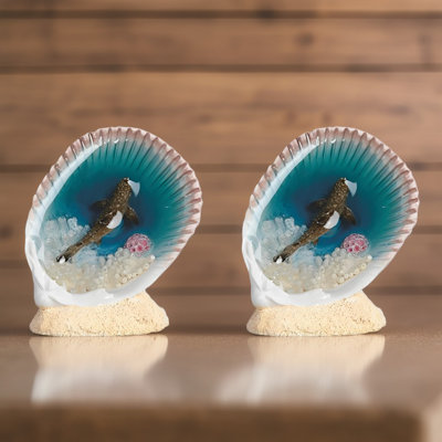 2-PC Set 3"H Shark in Shell Figurine