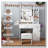 Vanity Desk with LED Mirror, Power Outlet, 3 Drawers, 7 Shelves and Storage Stool