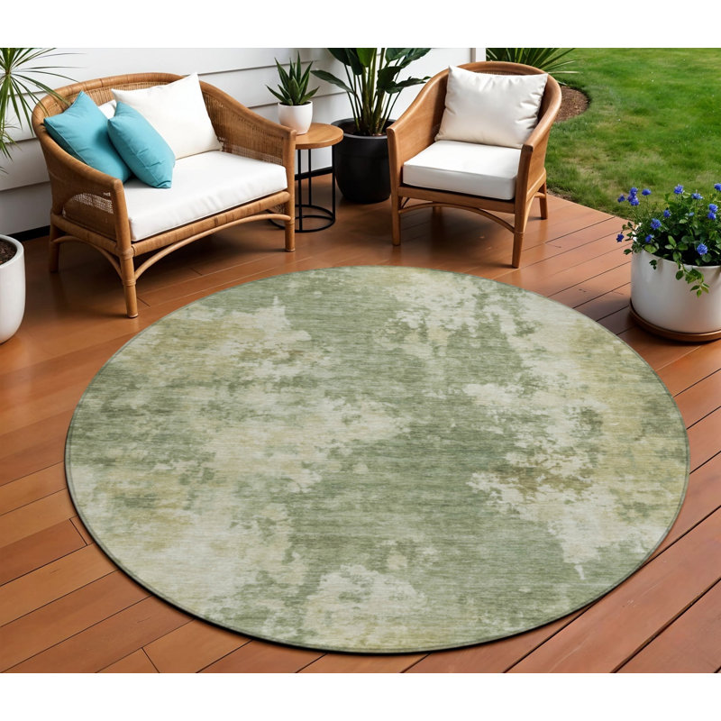 Tapis rond 8 po Sage And Beige