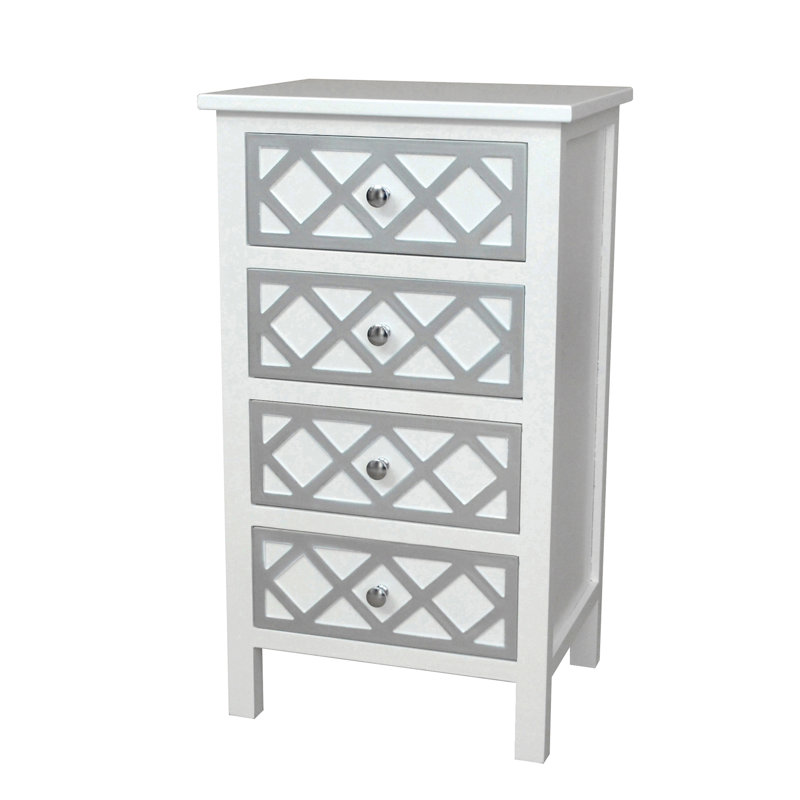 Commode 4 tiroirs cabinet Trellis, Crème