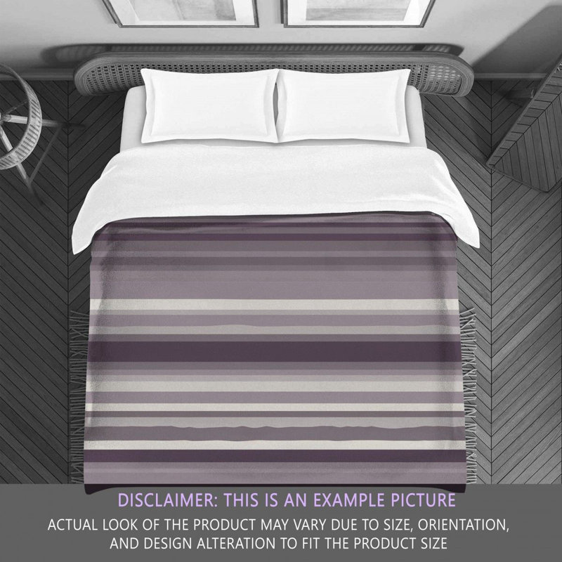 Horizontal Stripes Machine Printed Comforter, Twin Comforter, Gray/Purple