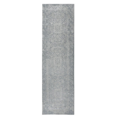 Tapis de tapis décoratif couloir gris de conception unique 2 pi 6 po x 7 pi 8 po noué à la main new age
