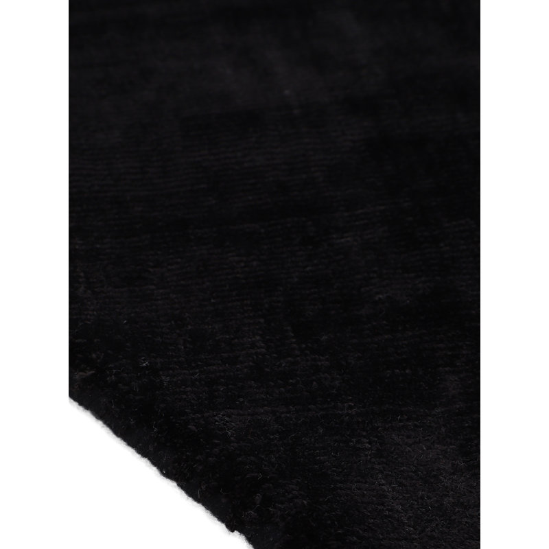 Ava Handmade Viscose Silky Solid Soft Black Rug, Round 200cm