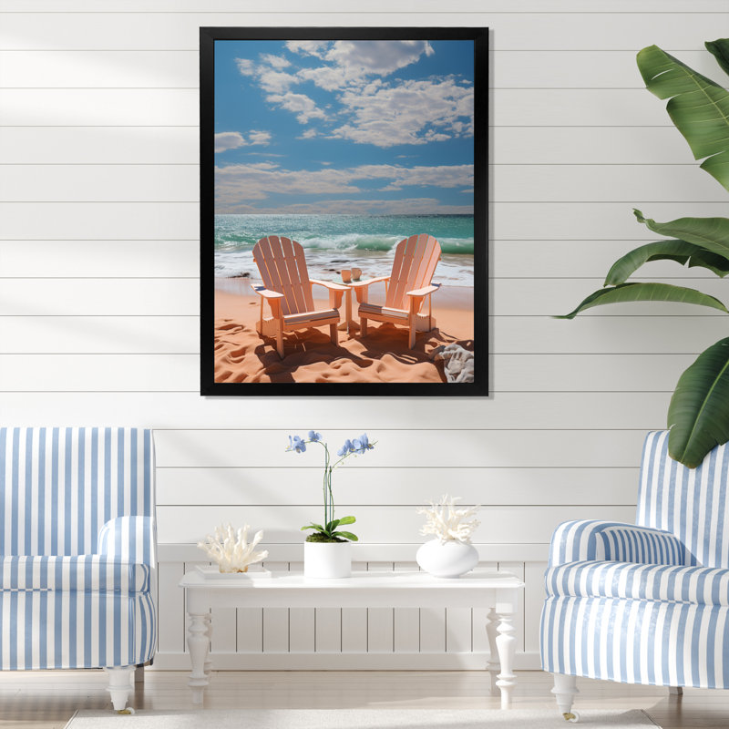 Chaise de plage Dream II - Décoration murale nautique et plage, Cadre photo noir, H 40 po x l 30 po x P 1,5 po