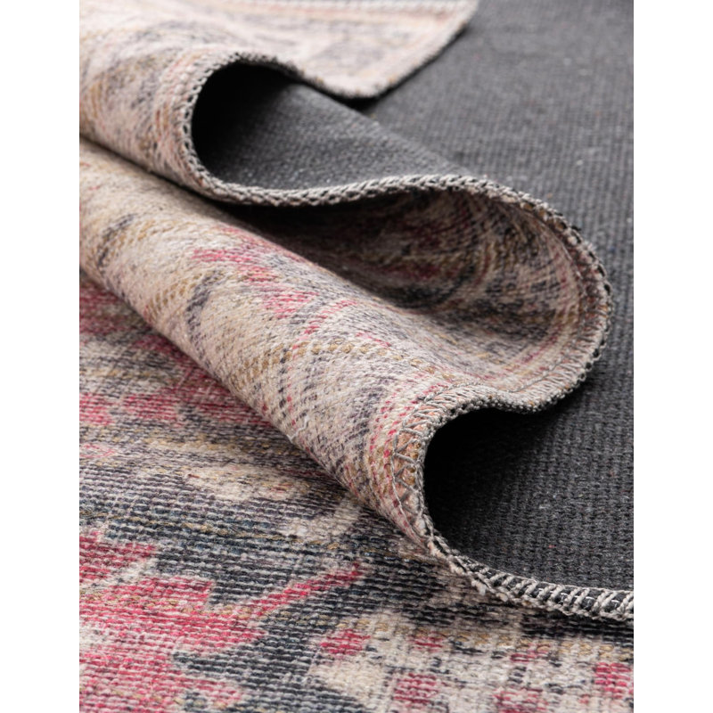 Engelman Oriental Beige/Pink Area Rug, Oval 6'1" x 9'