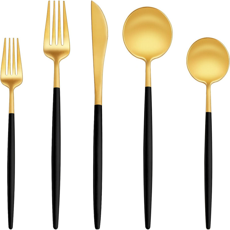 40 Pieces Modern Matte Silverware Set, Gold