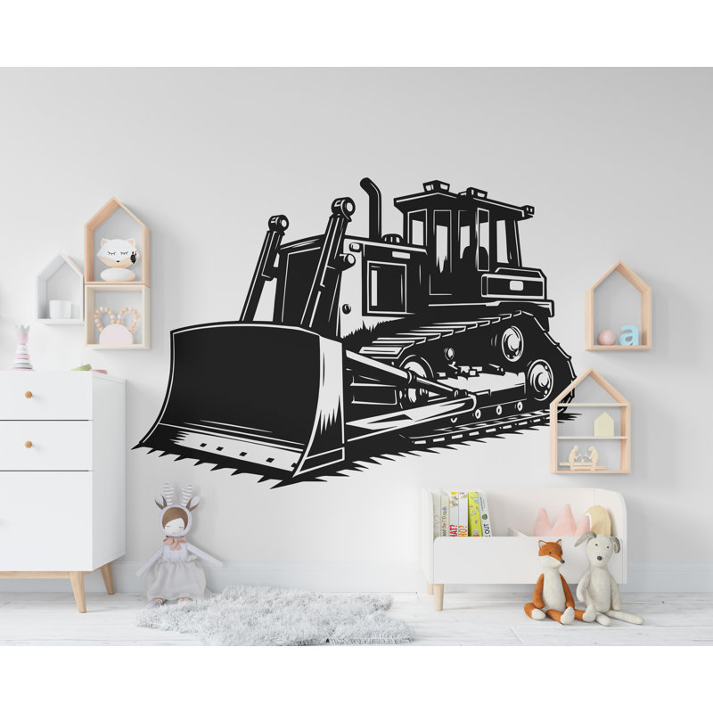 Autocollant de construction de bulldozer, construction de camion de bulldozer, autocollant pour enfants, nom personnalisé, nom, chambre de bébé, vinyle adhésif, décor
