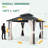 12 Ft. W x 10 Ft. D Metal Gazebo with 4-sided zippered nettings and light beige curtains
