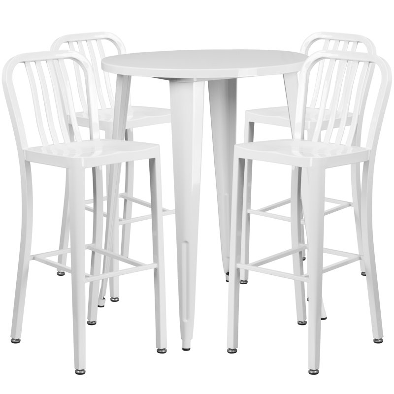 Ensemble de salle à manger pour 4 personnes 35,25 po Posey, Blanc, 24"