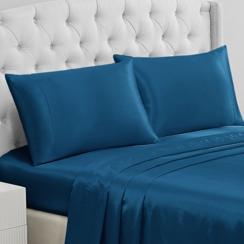 Juicy Couture Silky Satin Pillows Case Sets with Envelope Closure, Standard Pillowcase, Blue