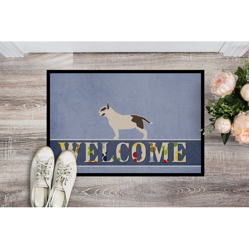 Tapis d'entrée antidérapant Welcome, Bull-terrier, Rectangulaire 2 pi x 3 pi